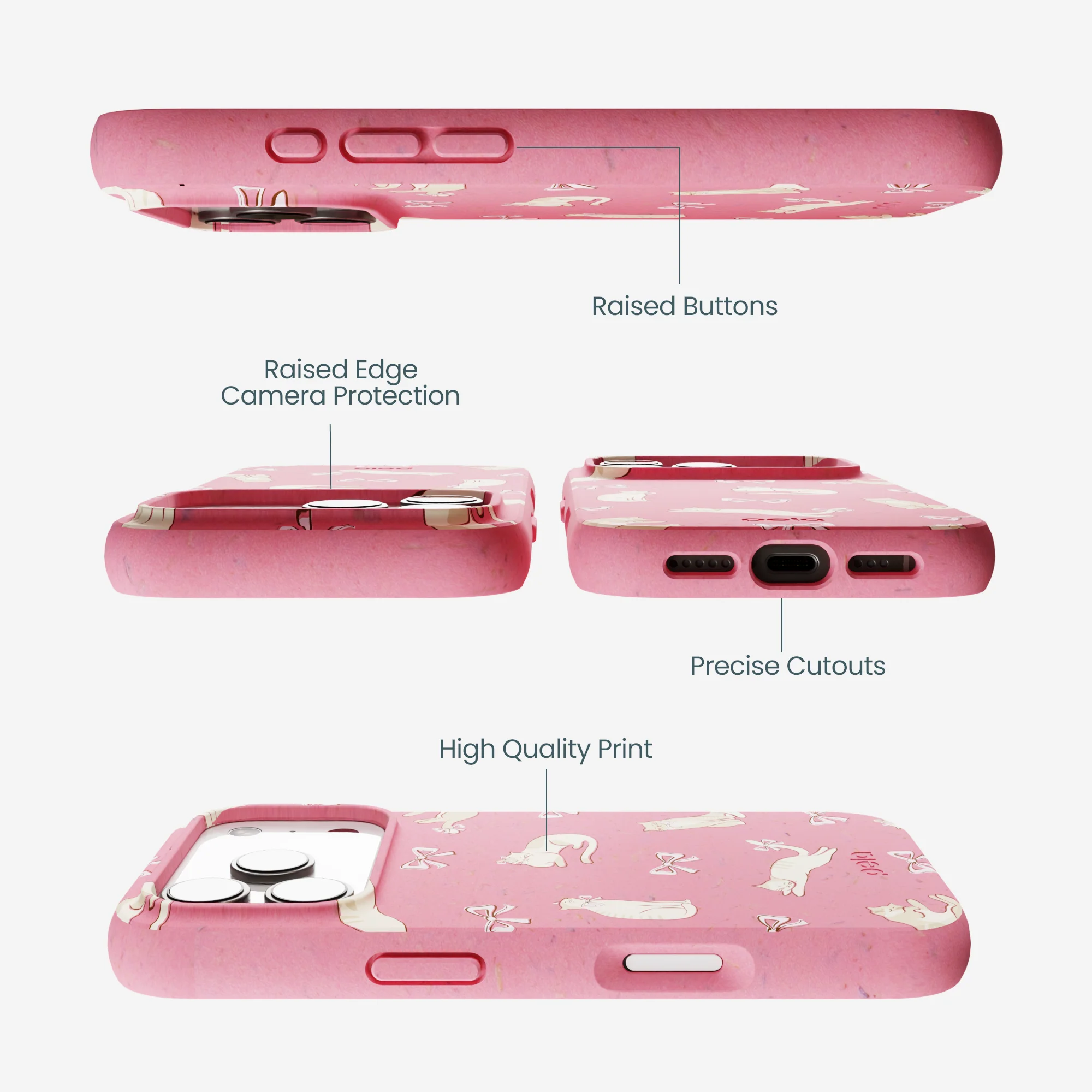 Bubblegum Pink Purrfection iPhone 17 Pro Case - Image 3