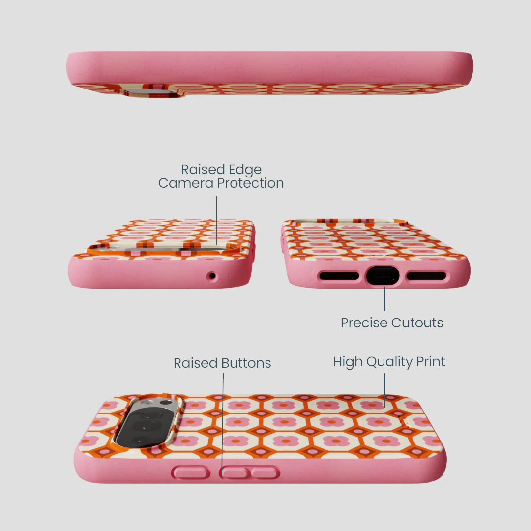 Bubblegum Pink Retro Tiles Google Pixel 10/10 Pro Case - Image 3