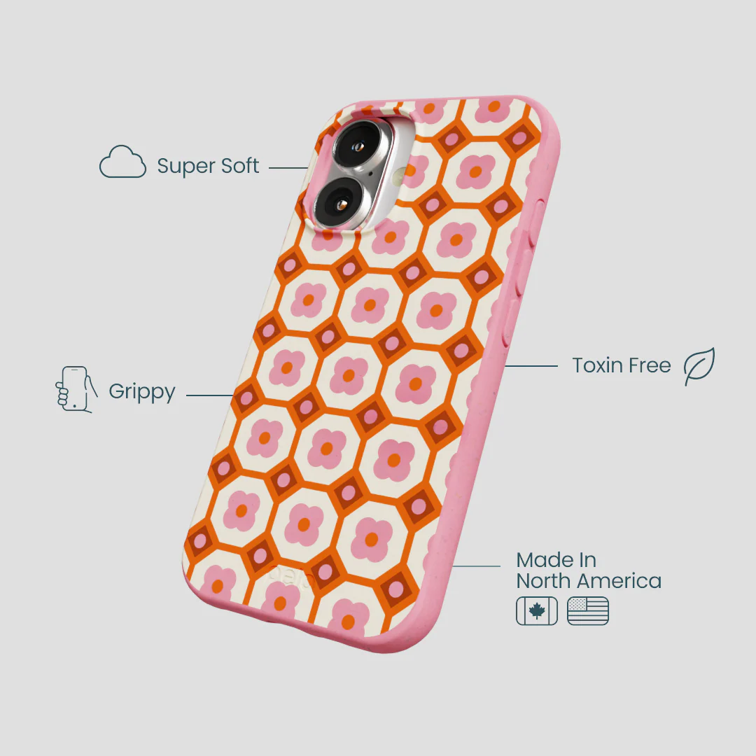 Bubblegum Pink Retro Tiles iPhone 16 Case - Image 4