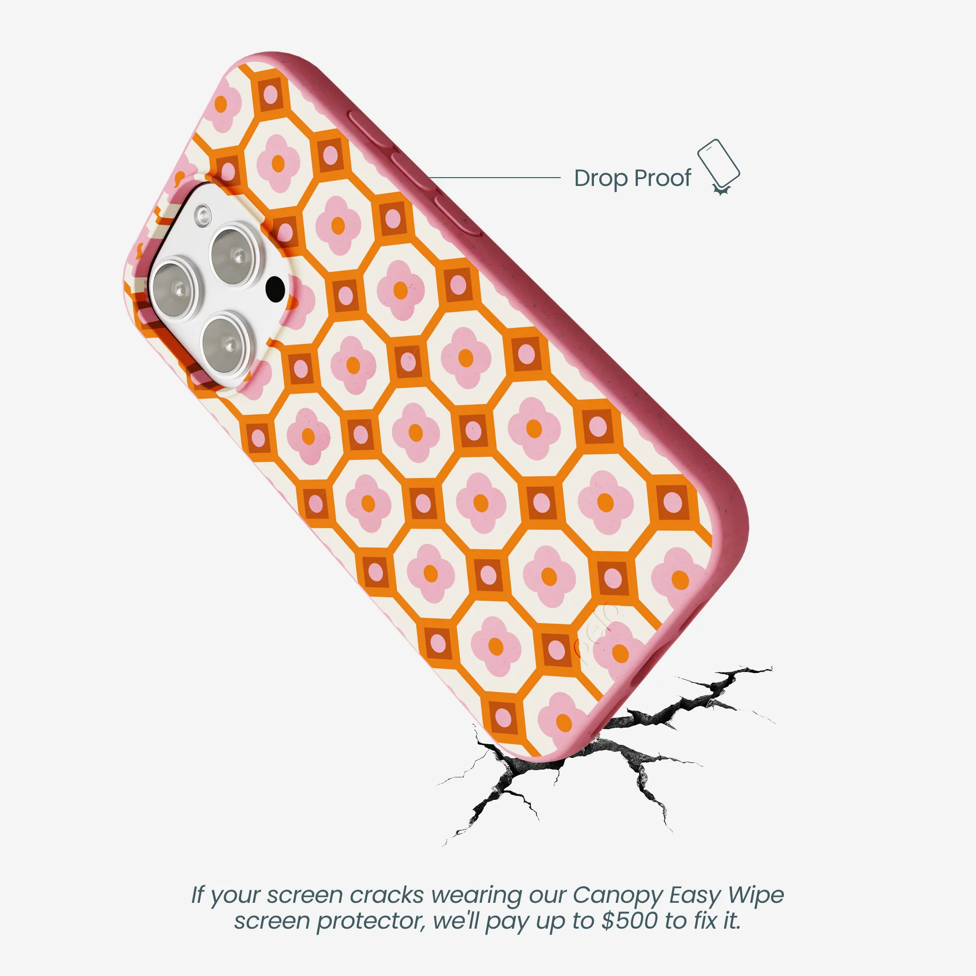 Bubblegum Pink Retro Tiles iPhone 16 Pro Max Case - Image 5