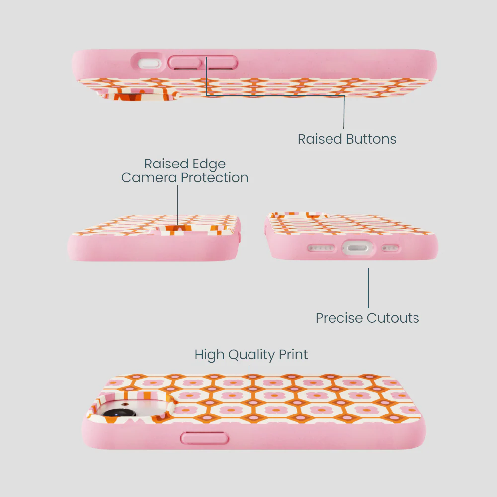 Bubblegum Pink Retro Tiles iPhone 16e/17e Case - Image 3
