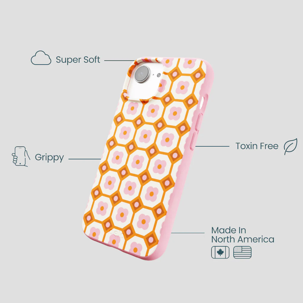 Bubblegum Pink Retro Tiles iPhone 16e/17e Case - Image 4