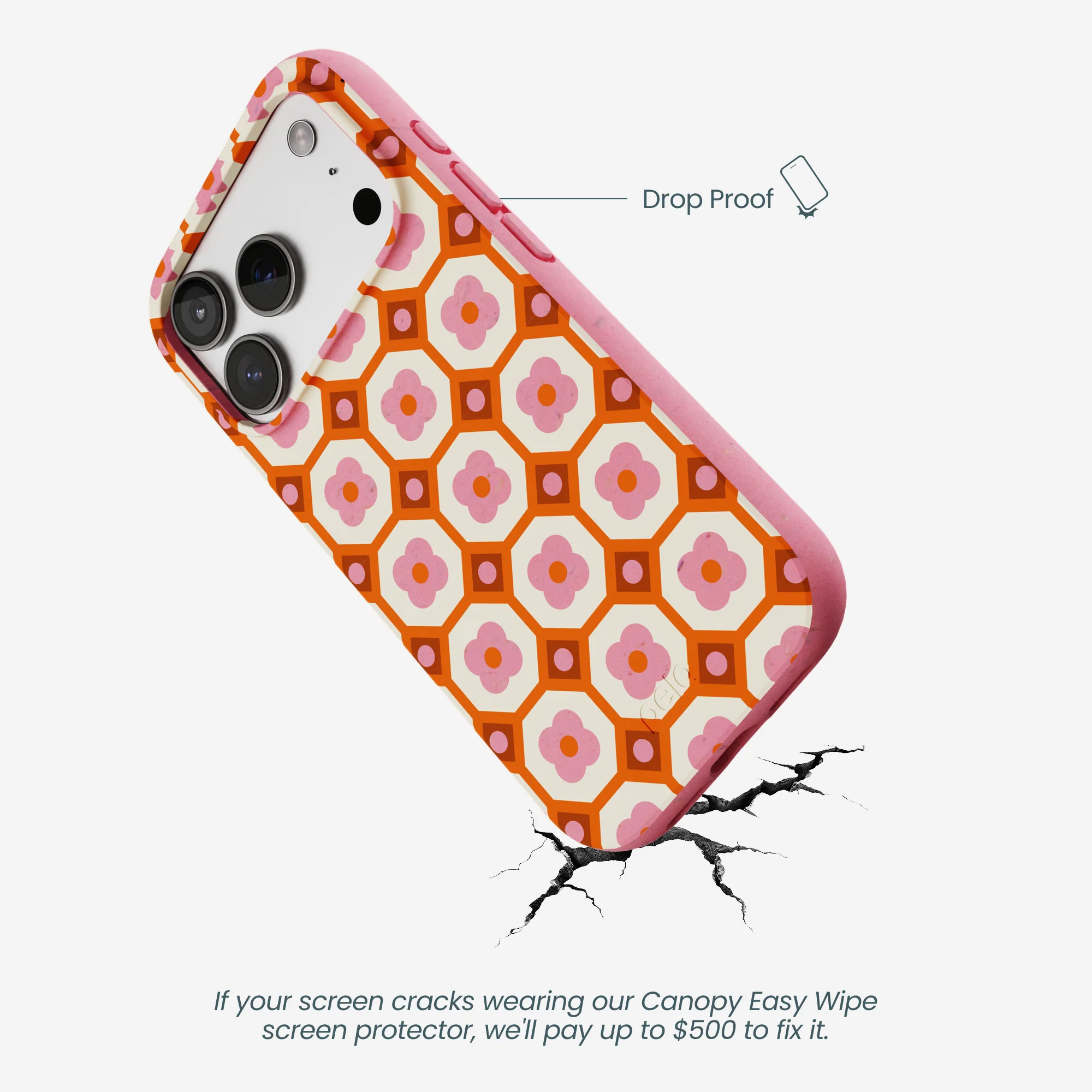Bubblegum Pink Retro Tiles iPhone 17 Pro Case - Image 5