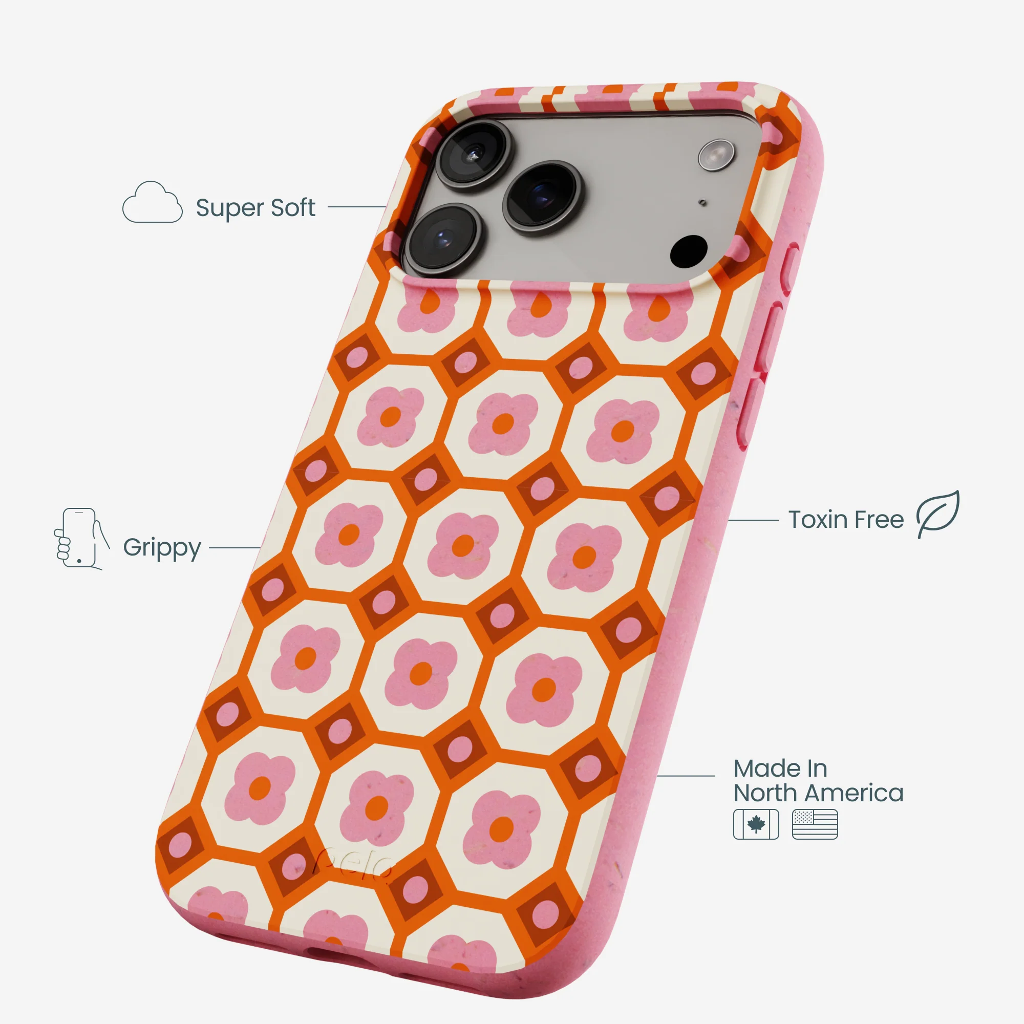 Bubblegum Pink Retro Tiles iPhone 17 Pro Max Case - Image 4