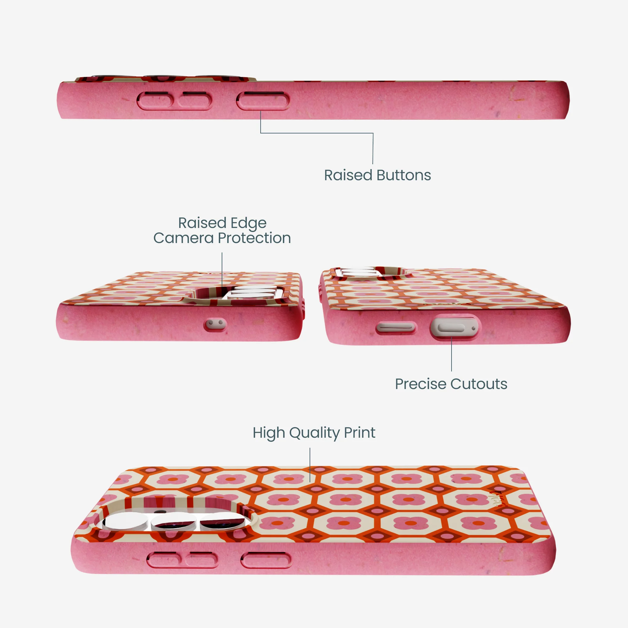 Bubblegum Pink Retro Tiles Samsung Galaxy S26 Case - Image 2