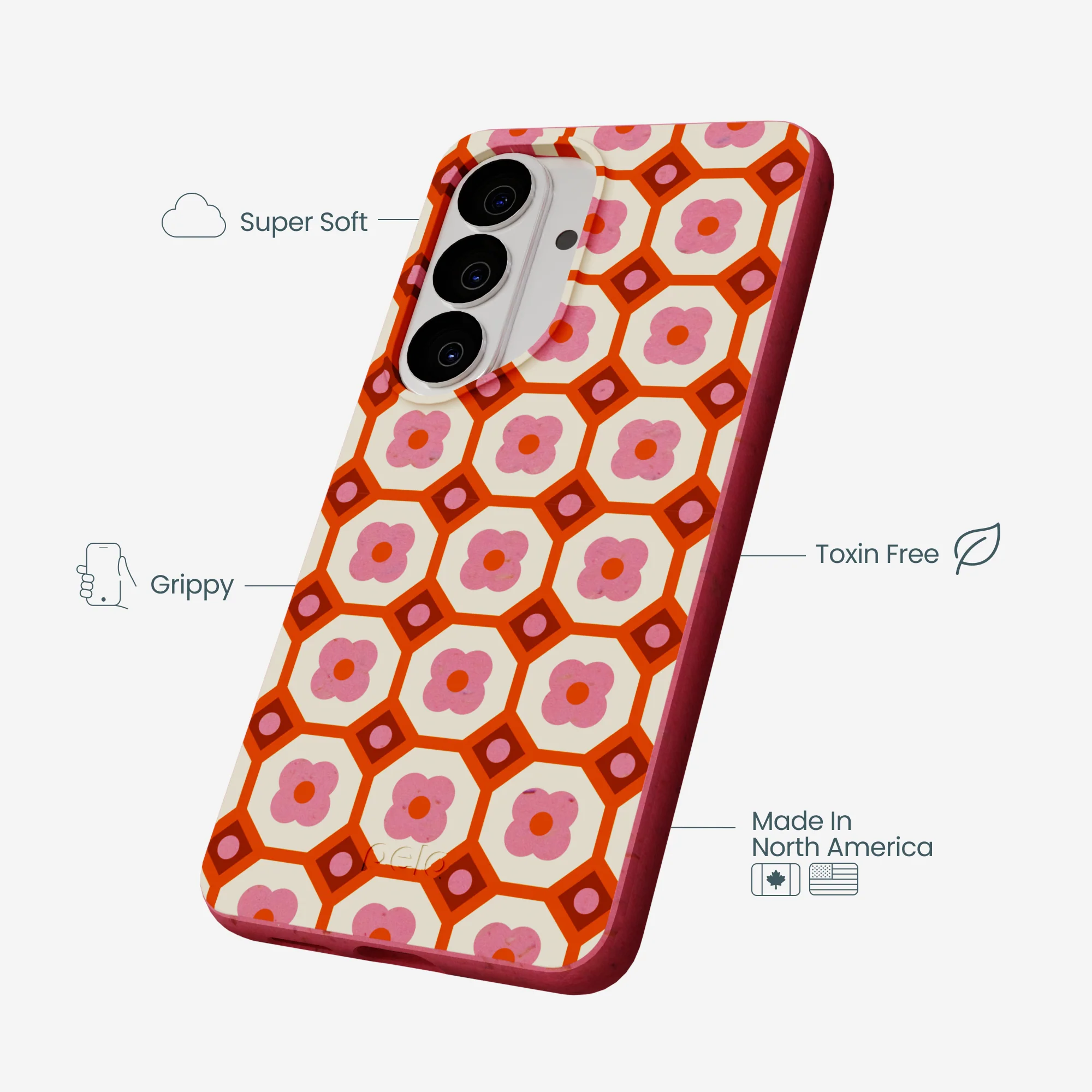 Bubblegum Pink Retro Tiles Samsung Galaxy S26 Case - Image 3