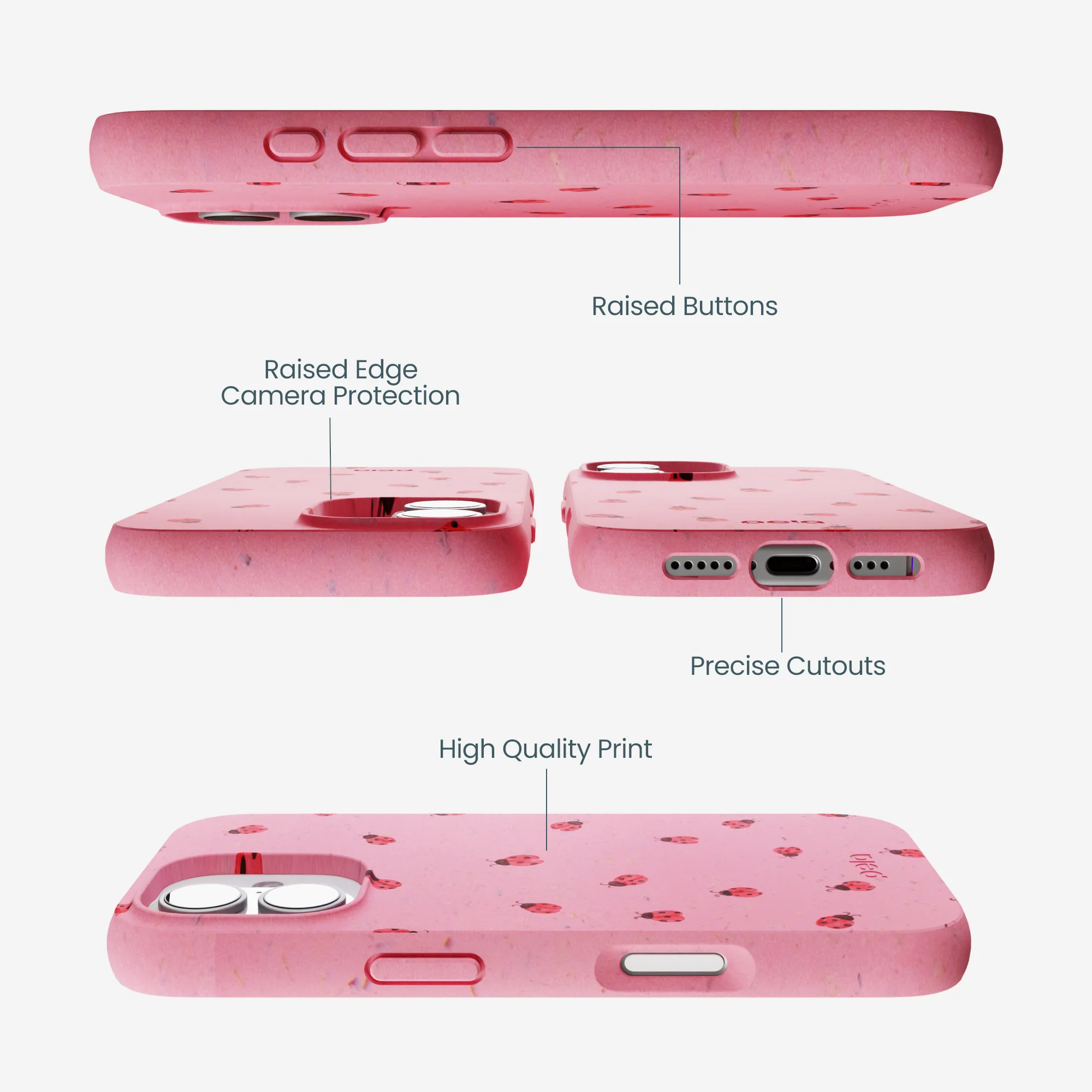 Bubblegum Pink Rosy Ladybug iPhone 17 Case - Image 3
