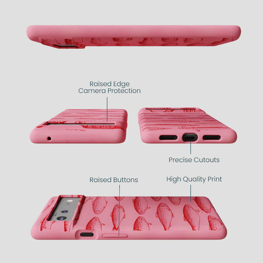 Bubblegum Pink Sardine Stream Google Pixel 6a Case - Image 3