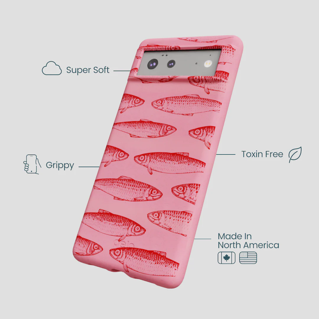 Bubblegum Pink Sardine Stream Google Pixel 6a Case - Image 4