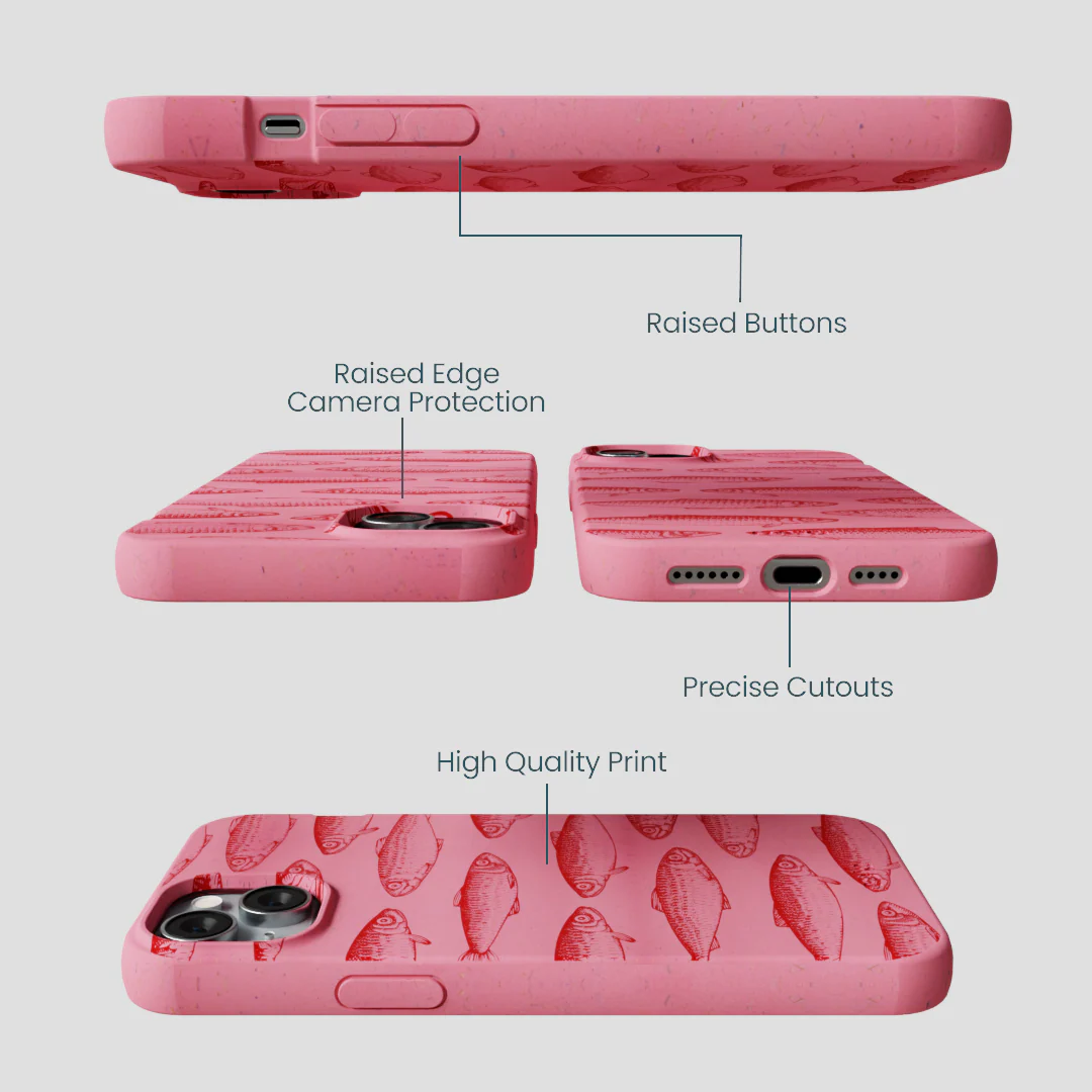 Bubblegum Pink Sardine Stream iPhone 14 Plus Case - Image 3