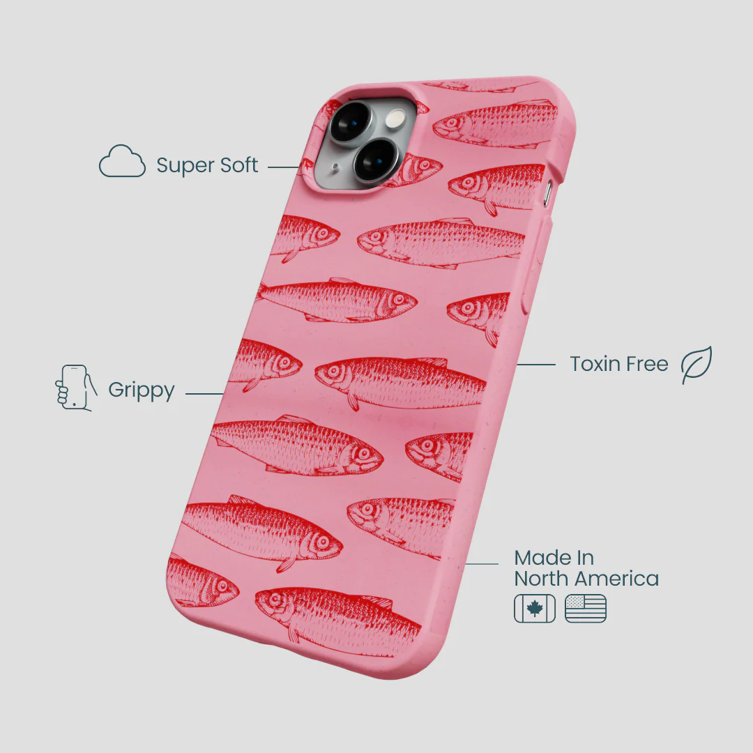 Bubblegum Pink Sardine Stream iPhone 14 Plus Case - Image 4