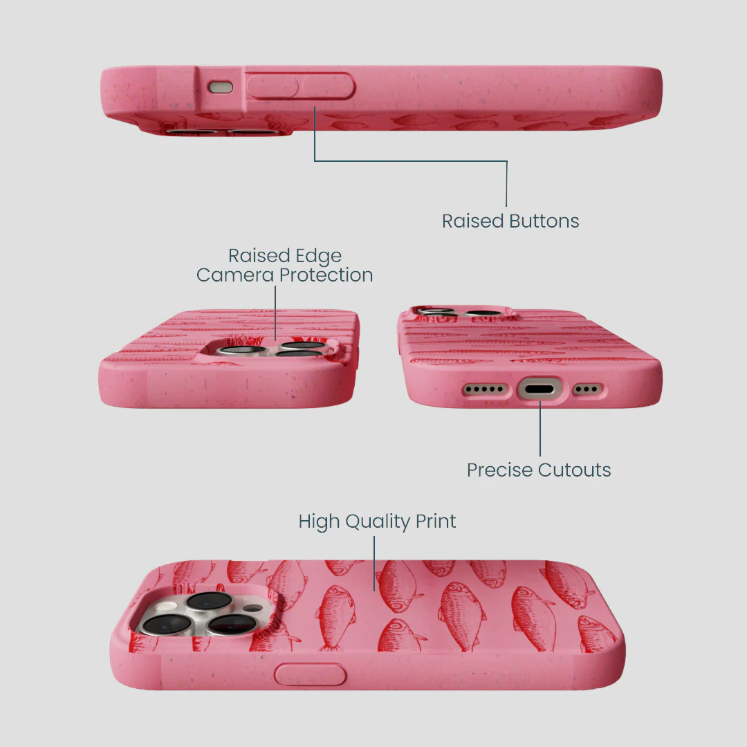Bubblegum Pink Sardine Stream iPhone 14 Pro Case - Image 3