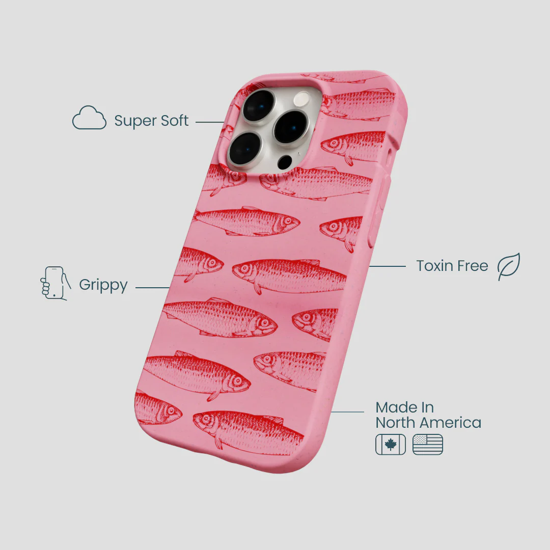 Bubblegum Pink Sardine Stream iPhone 14 Pro Case - Image 4