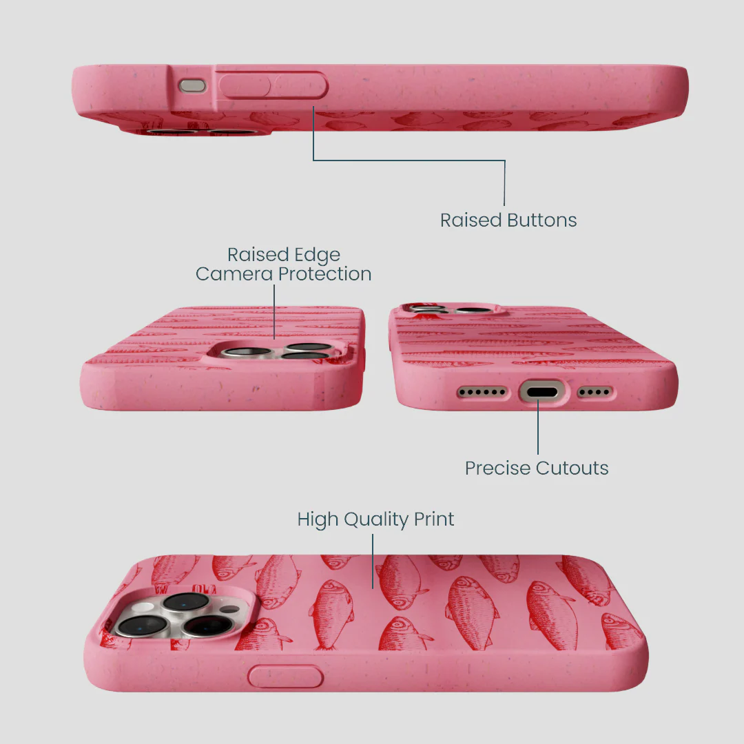 Bubblegum Pink Sardine Stream iPhone 15 Pro Max Case - Image 3