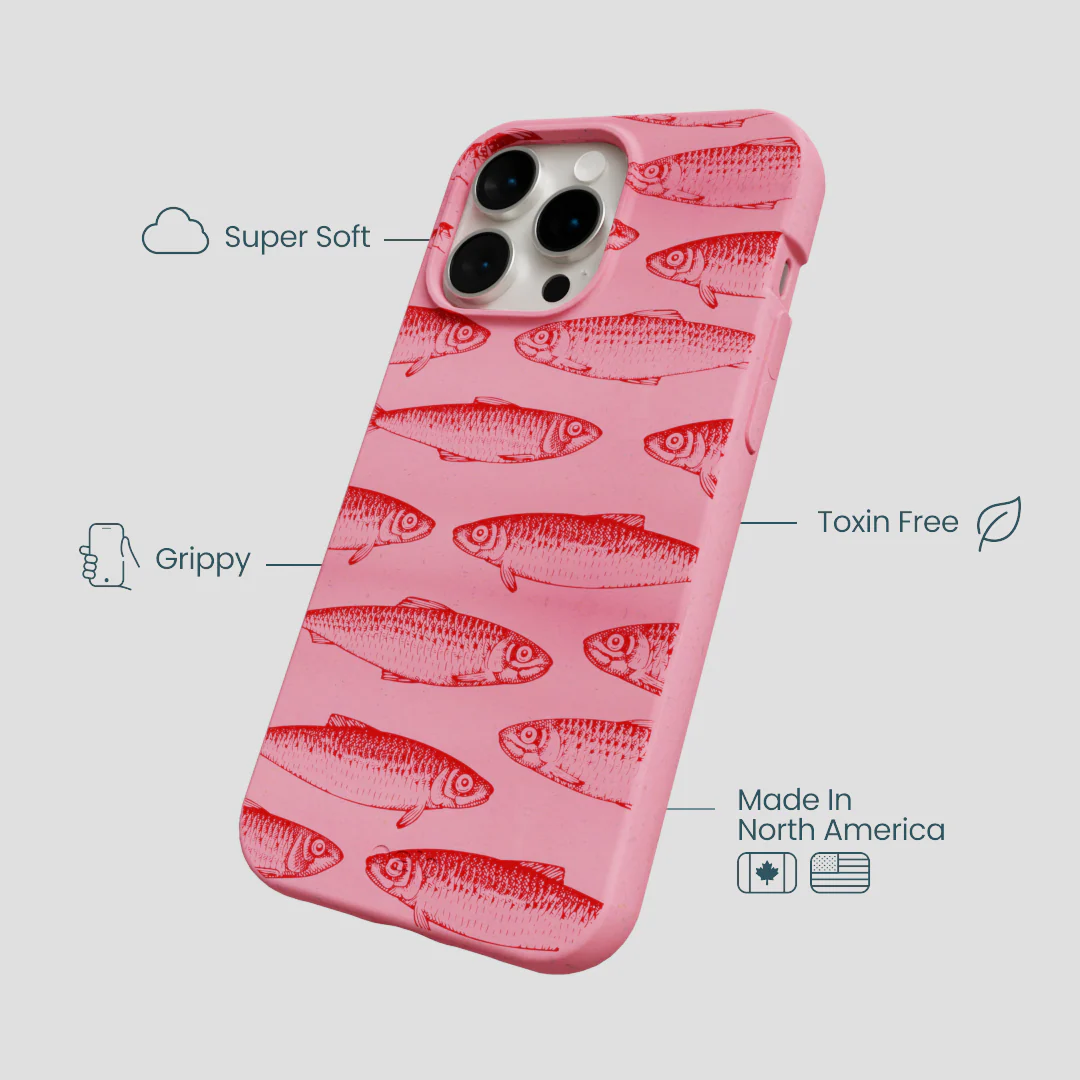 Bubblegum Pink Sardine Stream iPhone 15 Pro Max Case - Image 4