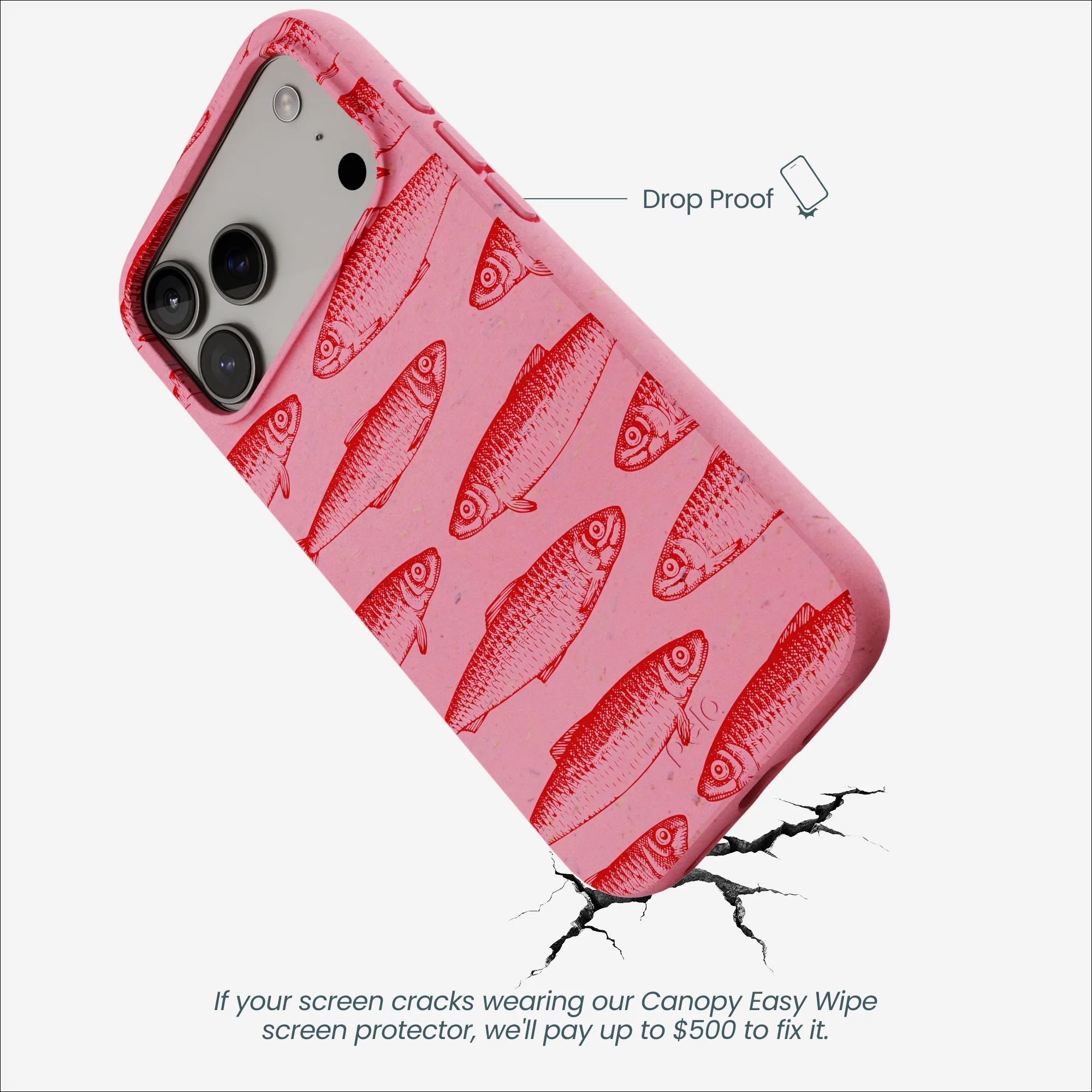 Bubblegum Pink Sardine Stream iPhone 17 Pro Max Case - Image 5