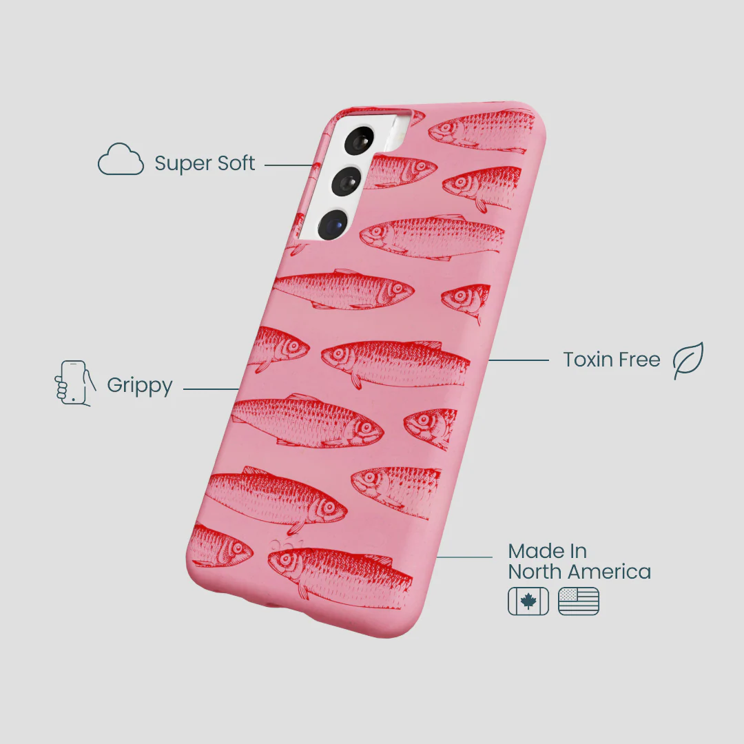 Bubblegum Pink Sardine Stream Samsung Galaxy S22 Case - Image 4