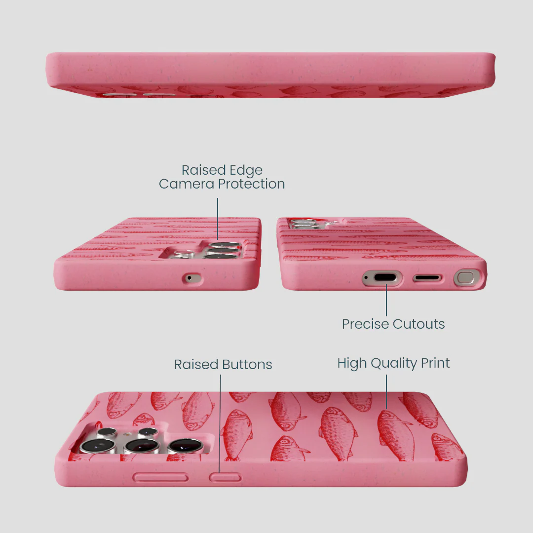 Bubblegum Pink Sardine Stream Samsung Galaxy S25 Ultra Case - Image 3
