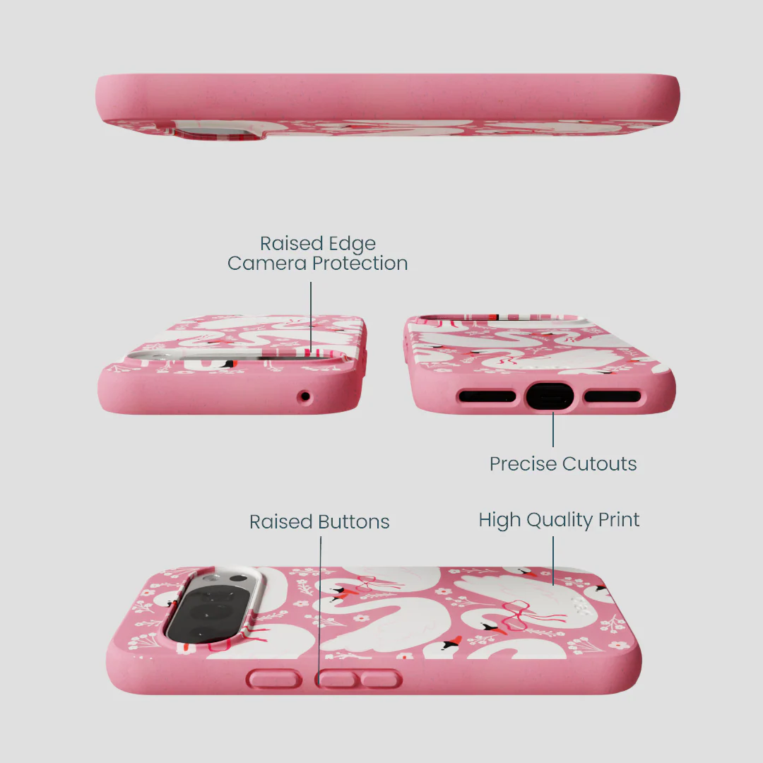 Bubblegum Pink Swan Garden Google Pixel 10/10 Pro Case - Image 3