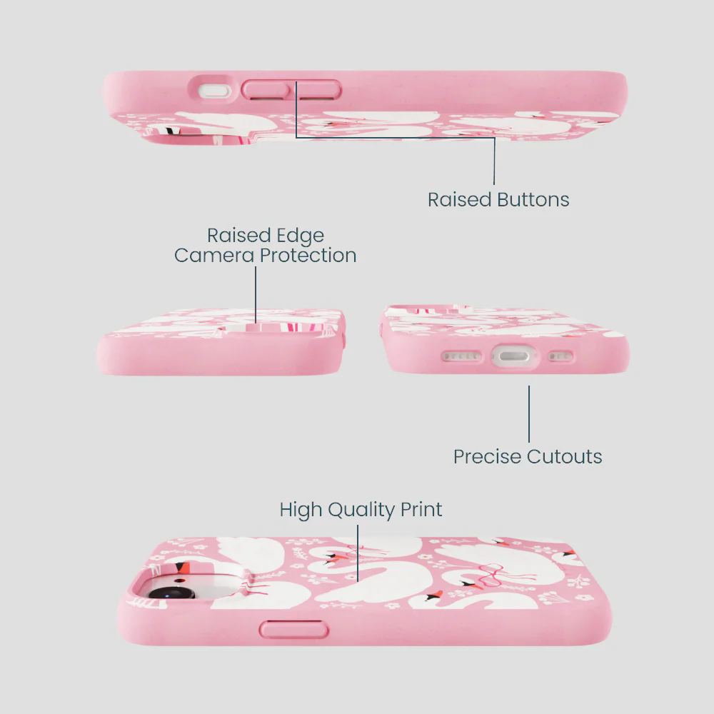 Bubblegum Pink Swan Garden iPhone 16e/17e Case - Image 3