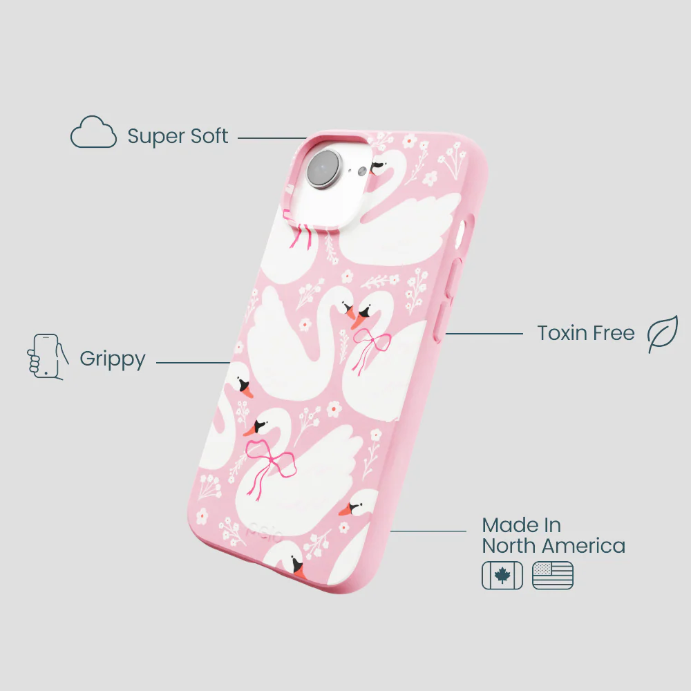 Bubblegum Pink Swan Garden iPhone 16e/17e Case - Image 4