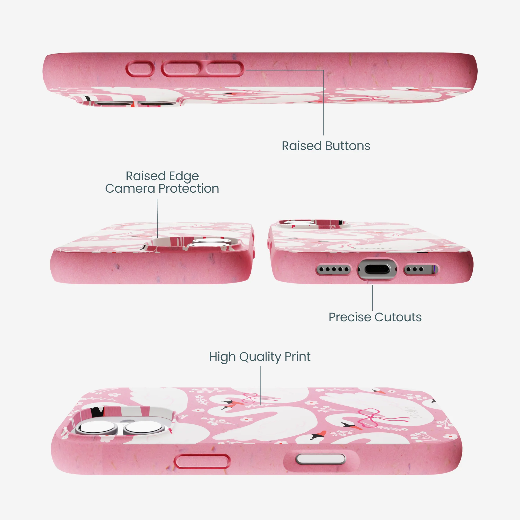 Bubblegum Pink Swan Garden iPhone 17 Case - Image 3