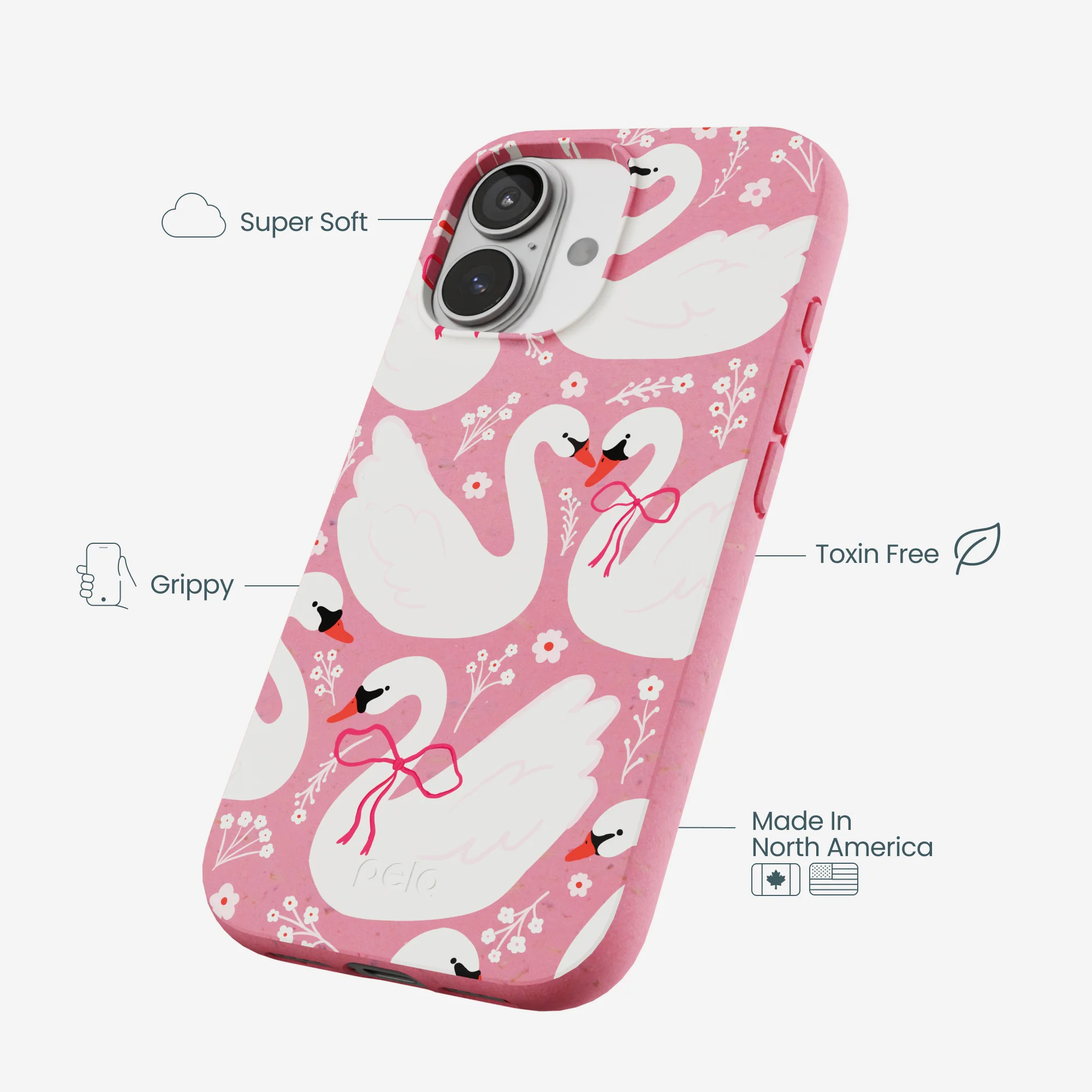 Bubblegum Pink Swan Garden iPhone 17 Case - Image 4