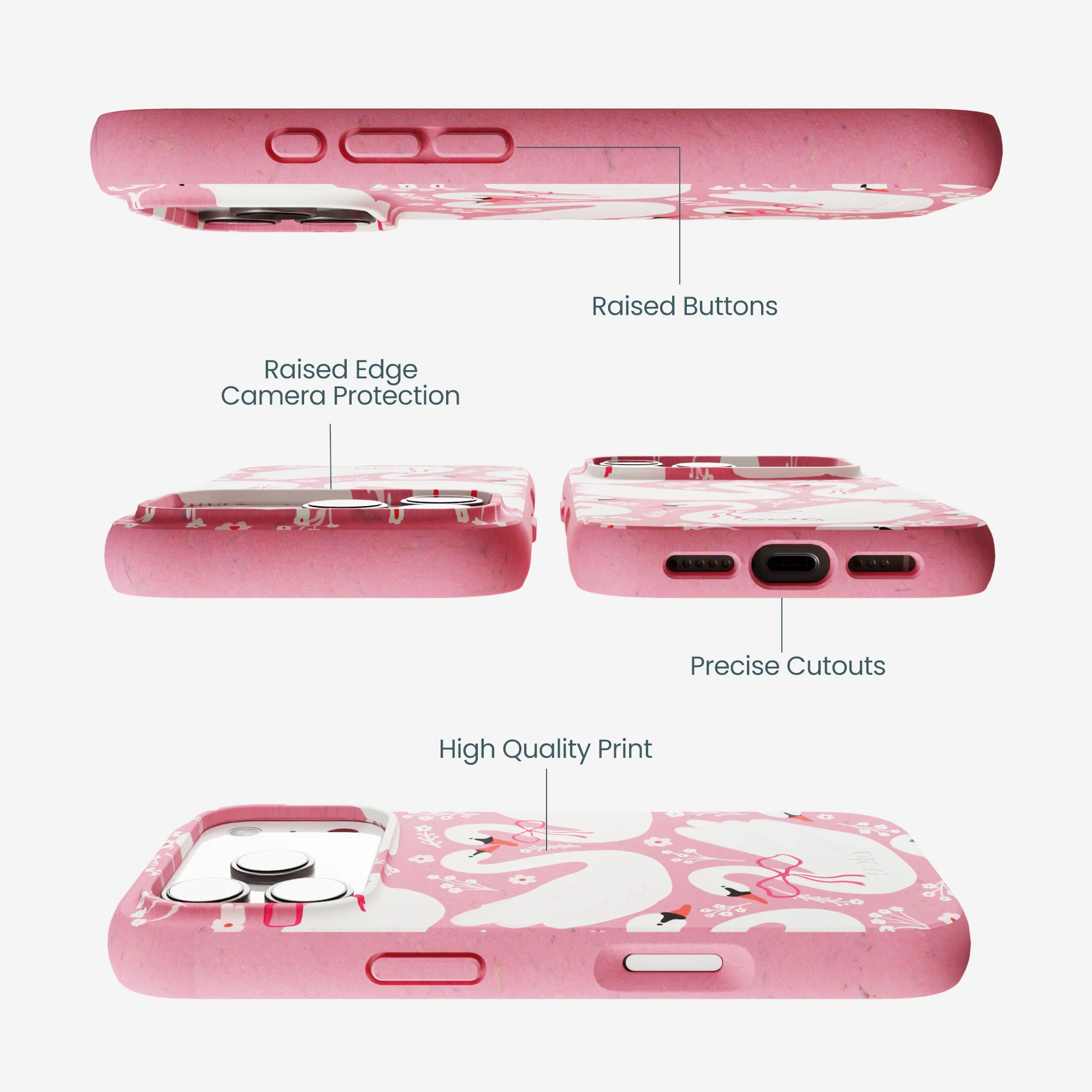 Bubblegum Pink Swan Garden iPhone 17 Pro Case - Image 3