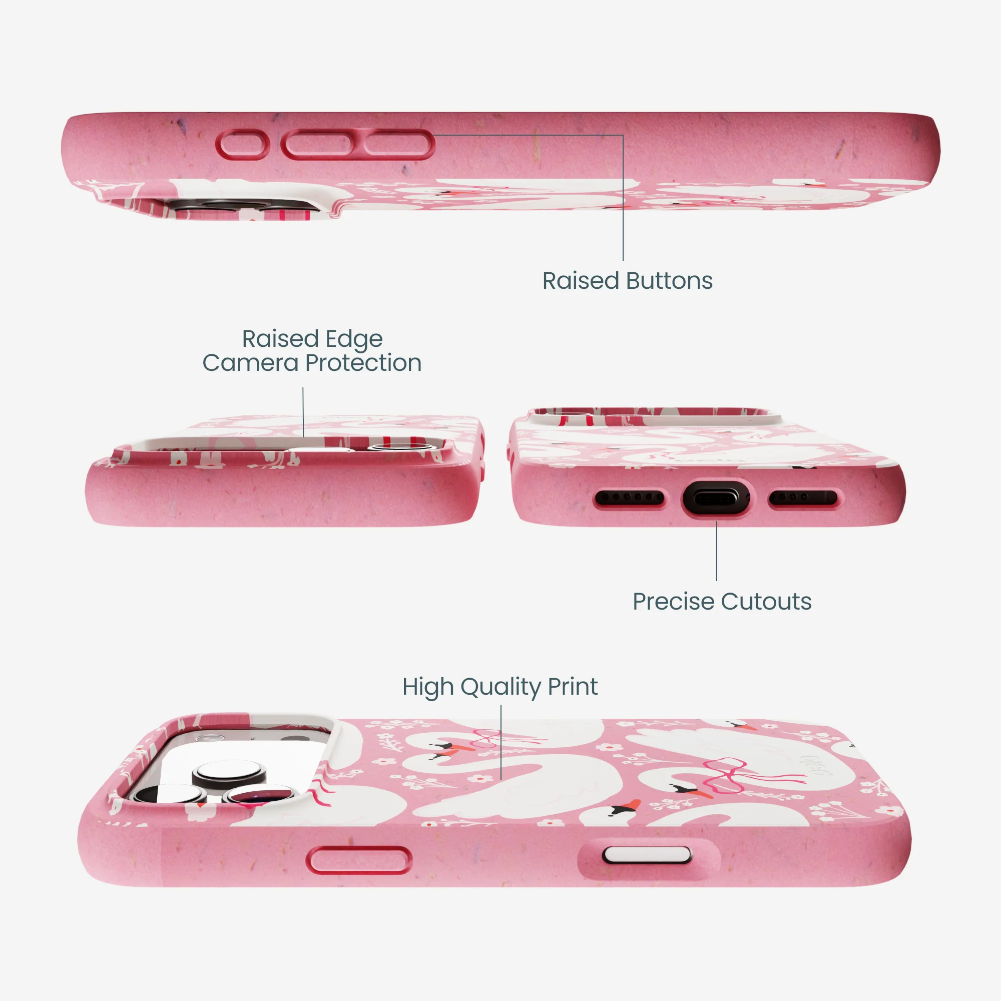 Bubblegum Pink Swan Garden iPhone 17 Pro Max Case - Image 3