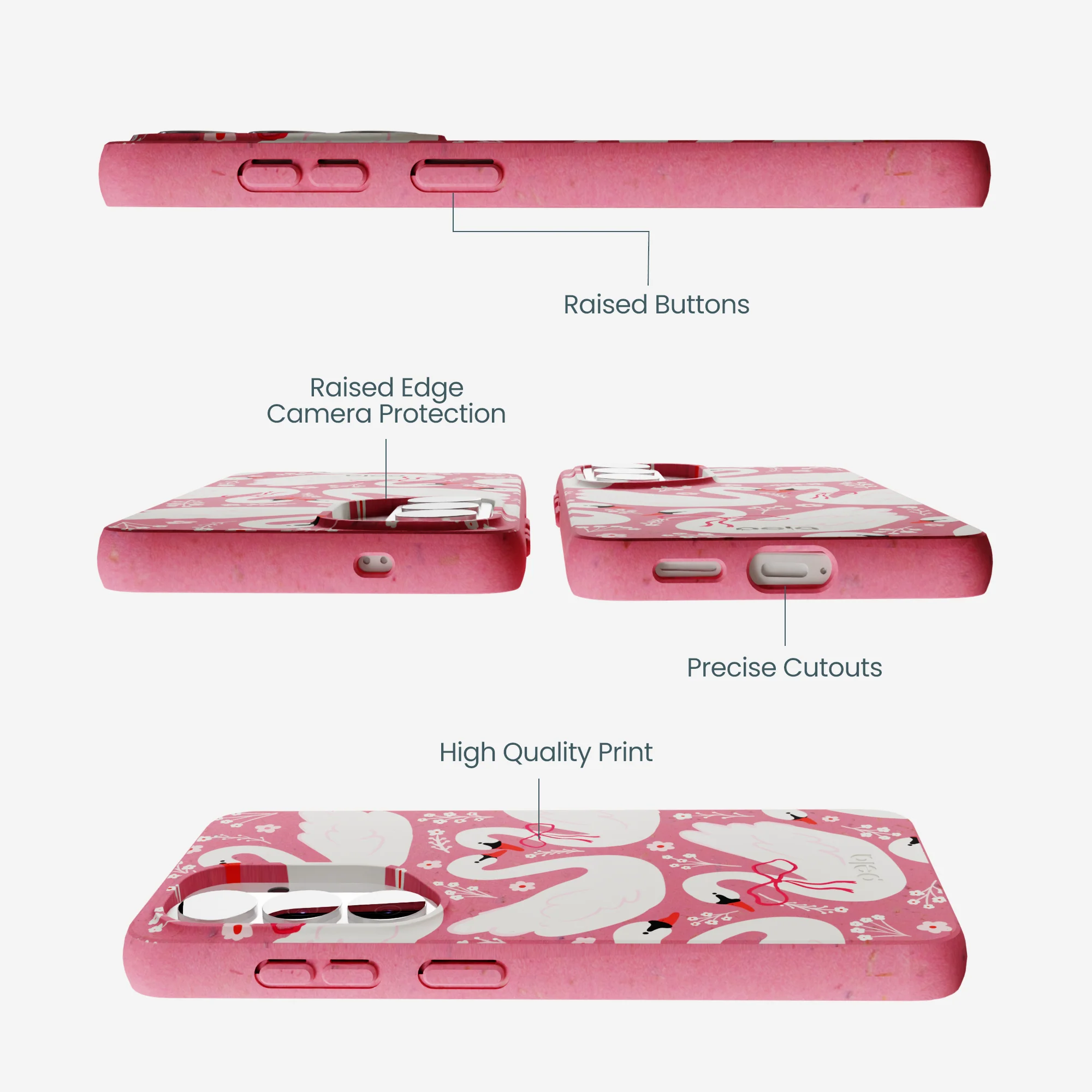 Bubblegum Pink Swan Garden Samsung Galaxy S26 Case - Image 3