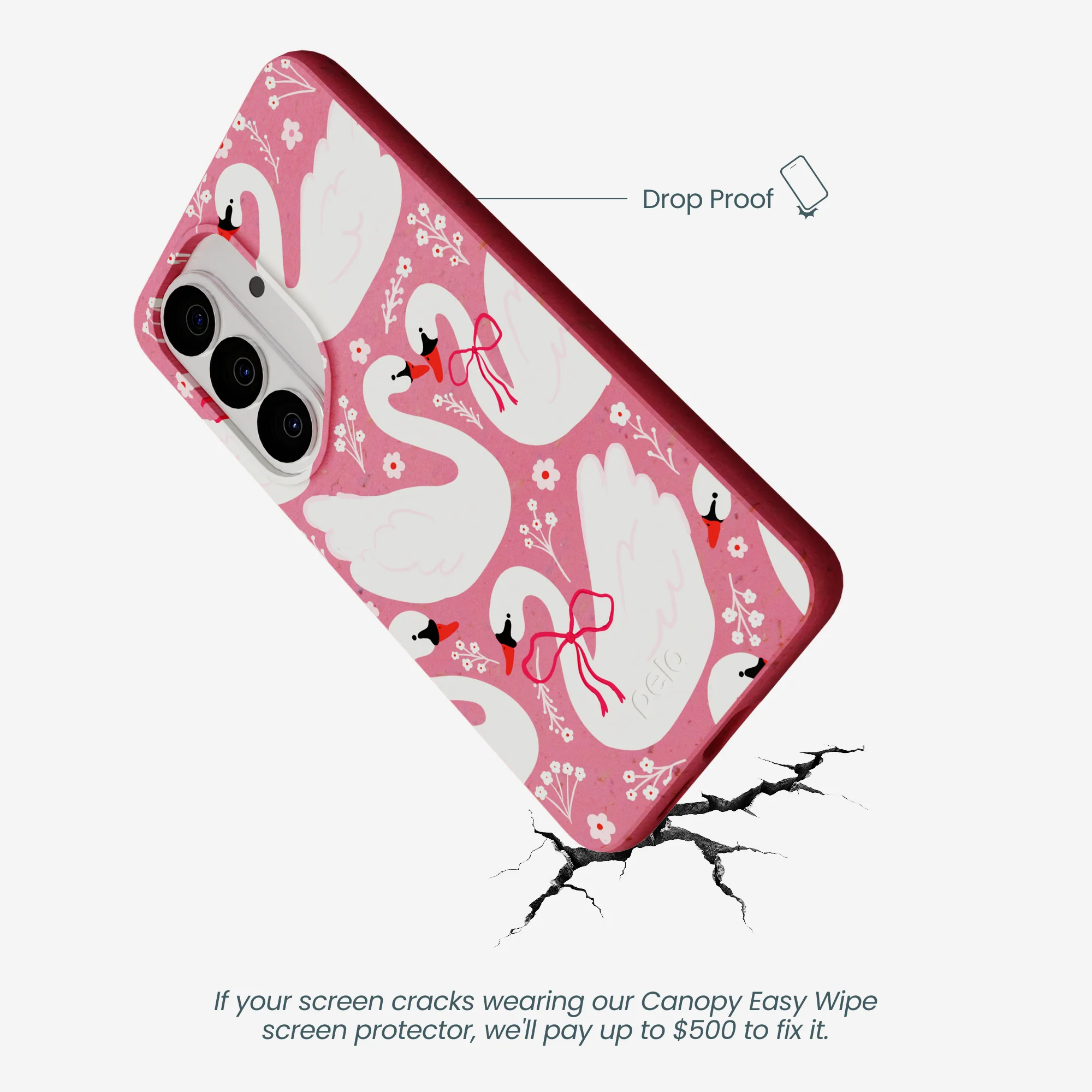 Bubblegum Pink Swan Garden Samsung Galaxy S26 Case - Image 5