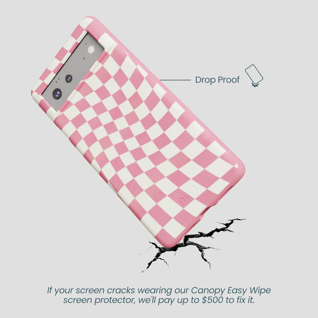 Bubblegum Pink Warped Checkers Google Pixel 6 Case - Image 4