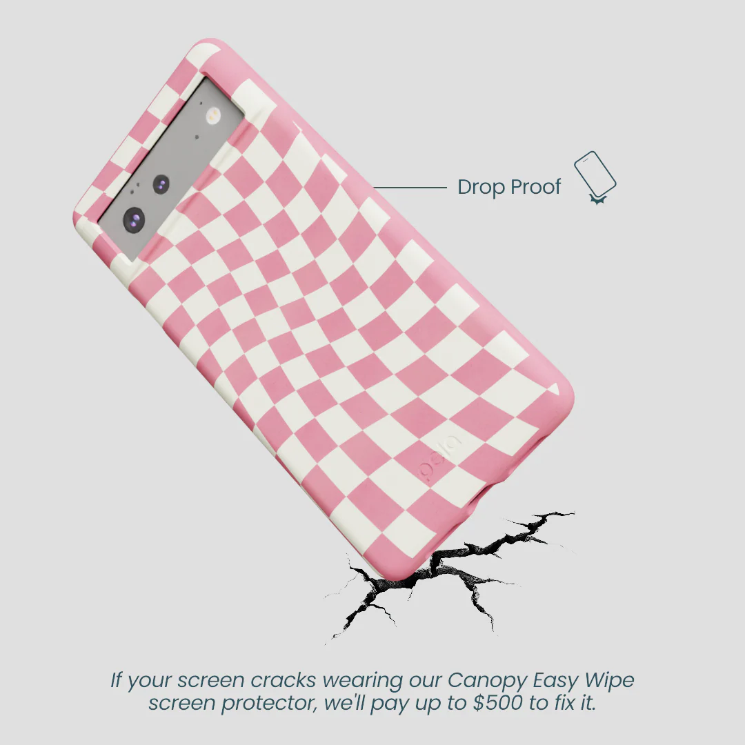 Bubblegum Pink Warped Checkers Google Pixel 6a Case - Image 5