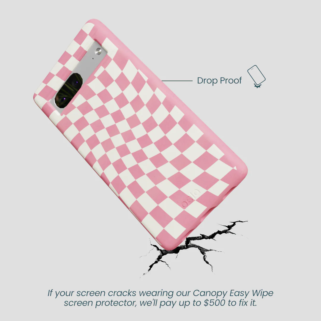 Bubblegum Pink Warped Checkers Google Pixel 7 Case - Image 5