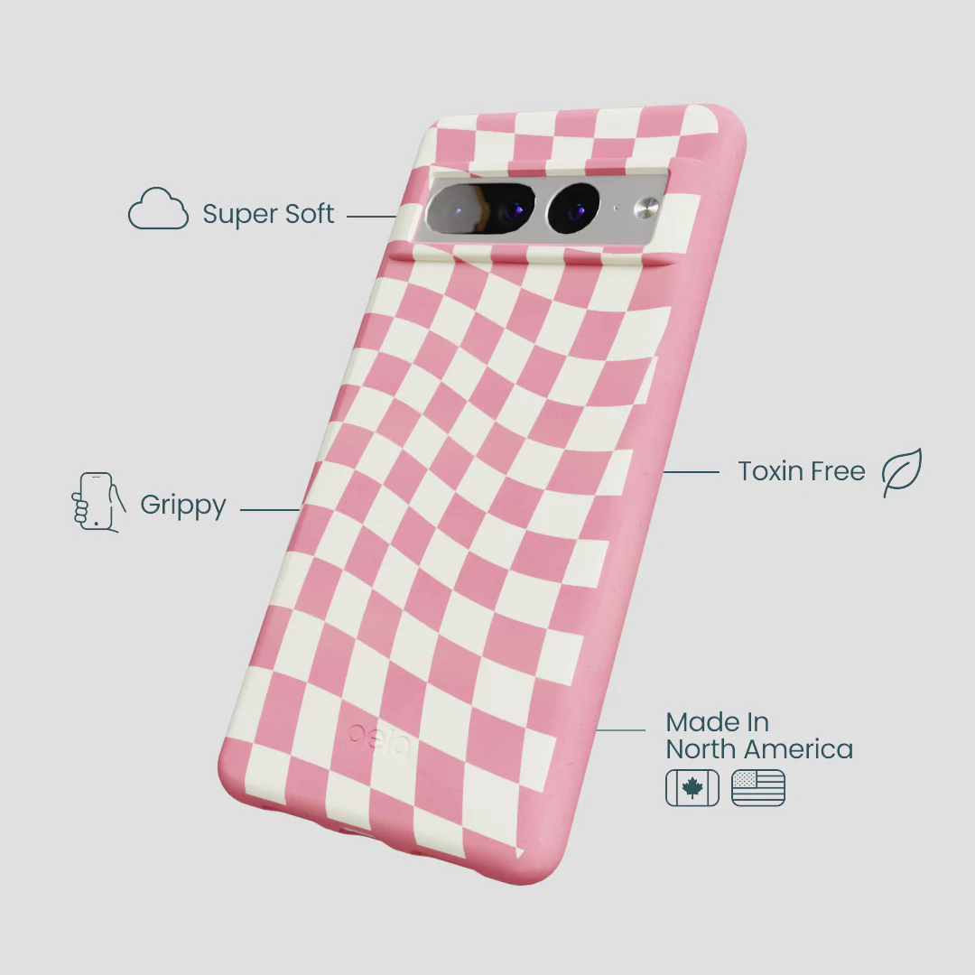Bubblegum Pink Warped Checkers Google Pixel 7 Pro Case - Image 3