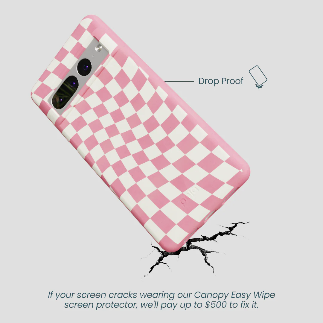 Bubblegum Pink Warped Checkers Google Pixel 7 Pro Case - Image 4