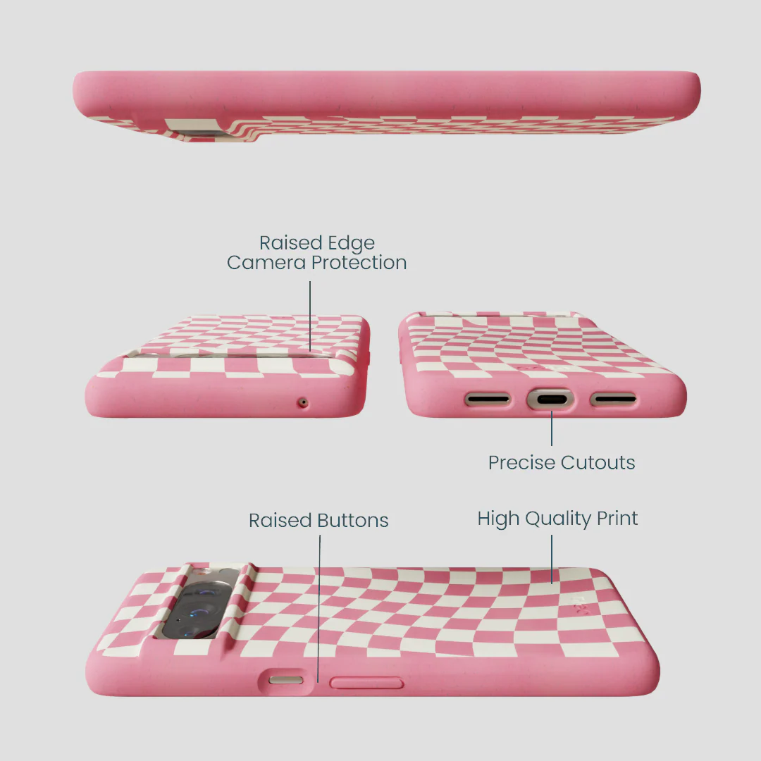 Bubblegum Pink Warped Checkers Google Pixel 8 Pro Case - Image 3