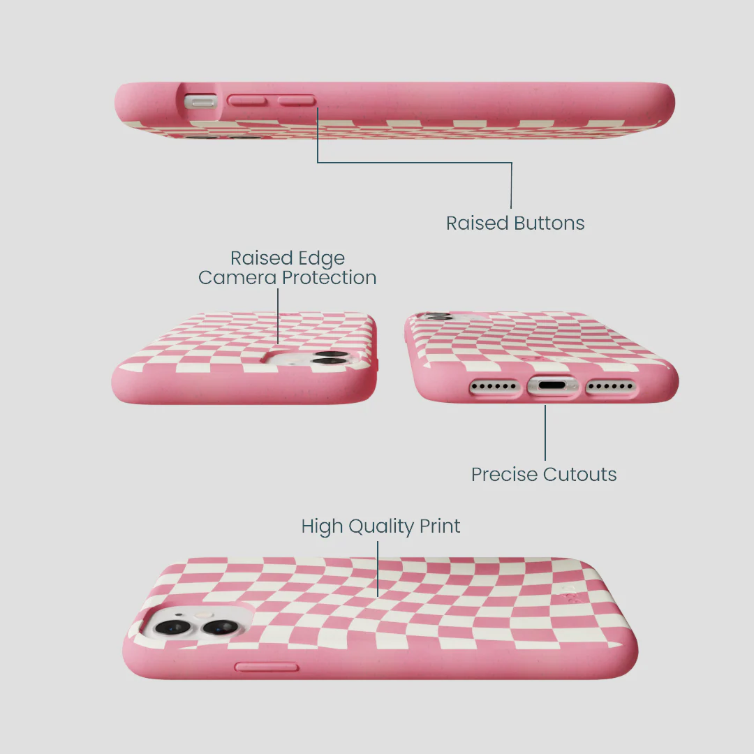 Bubblegum Pink Warped Checkers iPhone 11 Case - Image 3