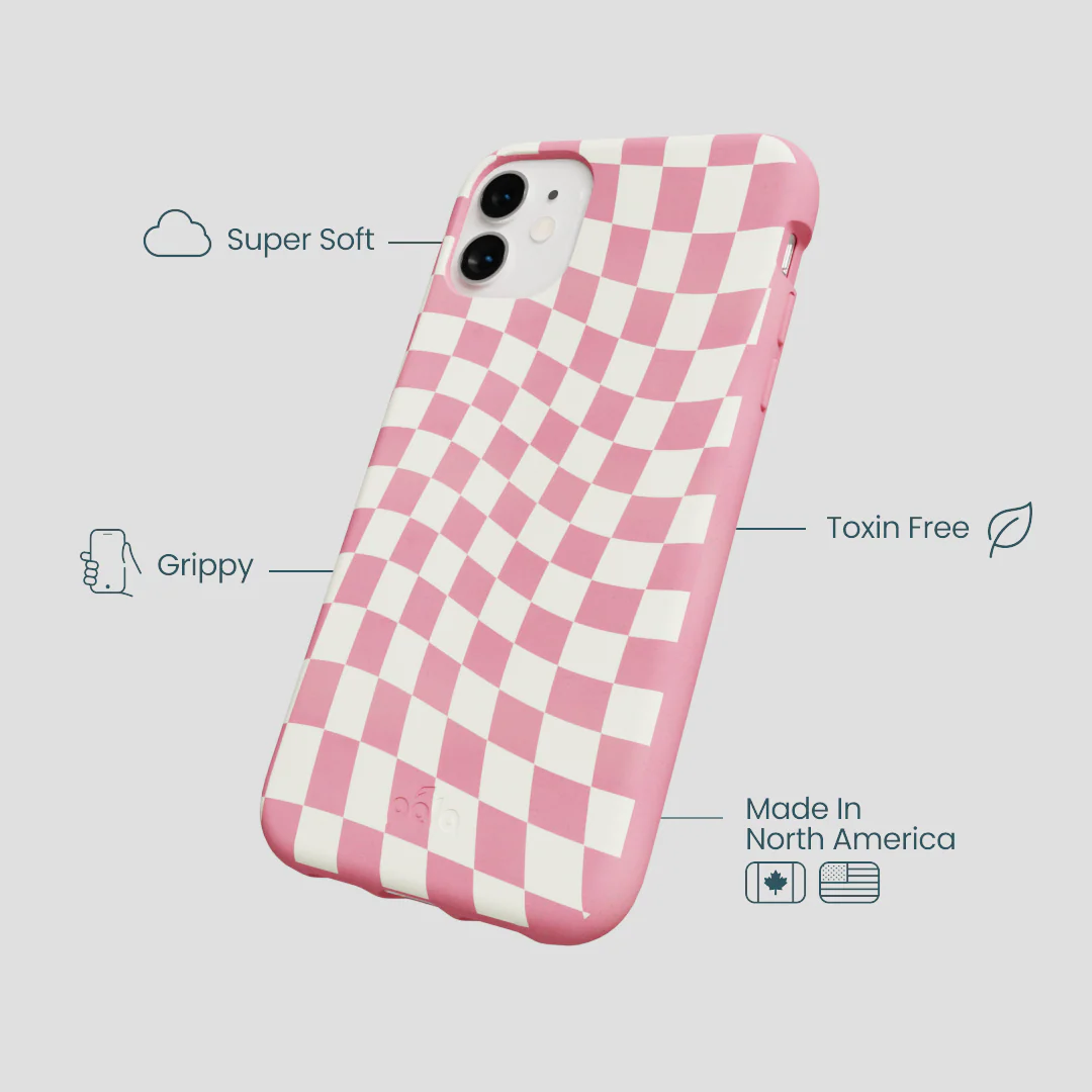 Bubblegum Pink Warped Checkers iPhone 11 Case - Image 4
