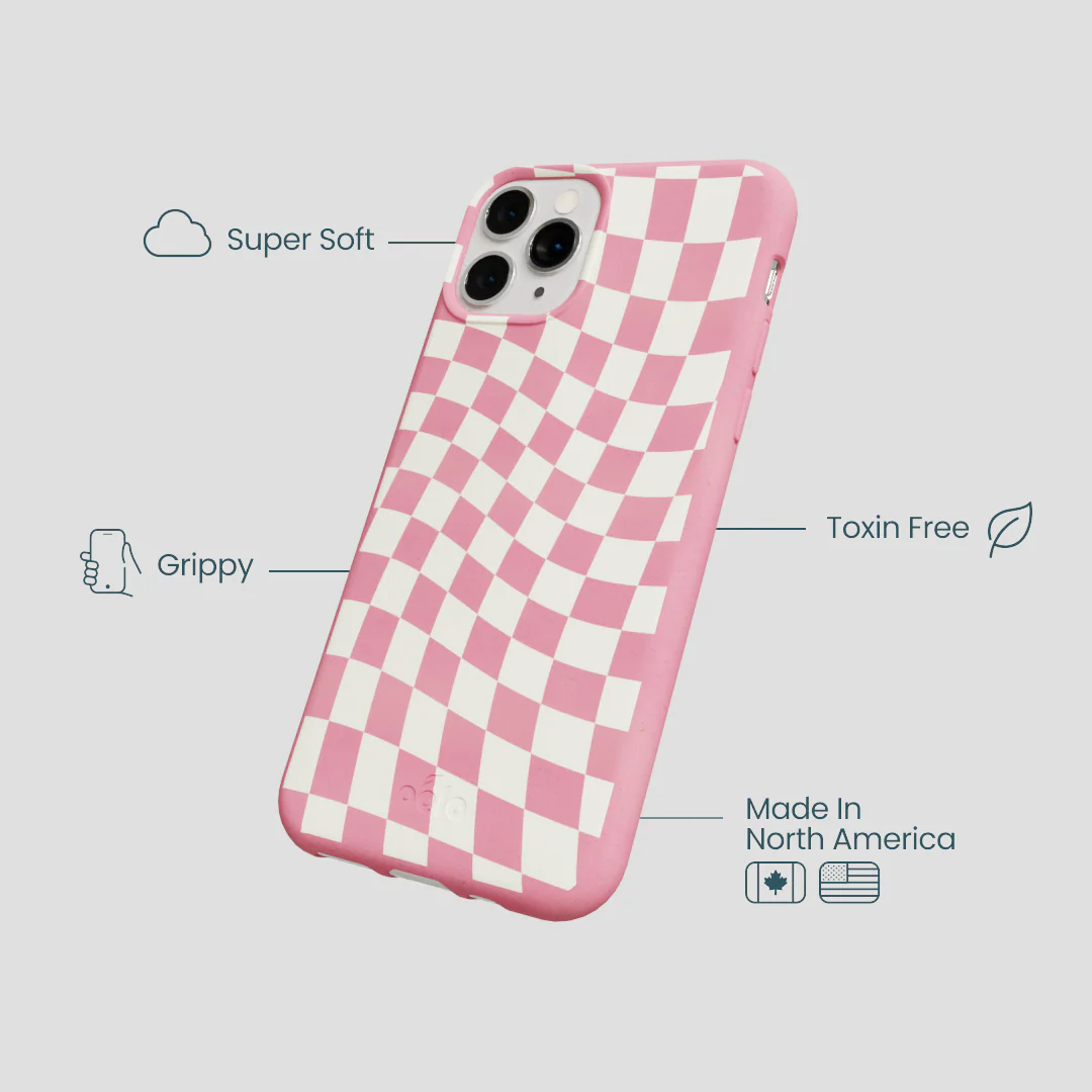 Bubblegum Pink Warped Checkers iPhone 11 Pro Case - Image 3