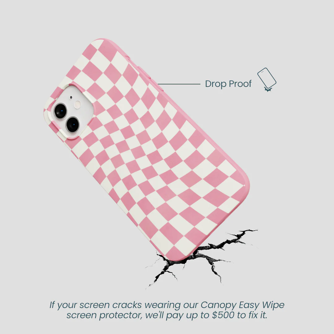Bubblegum Pink Warped Checkers iPhone 12/ iPhone 12 Pro Case - Image 5