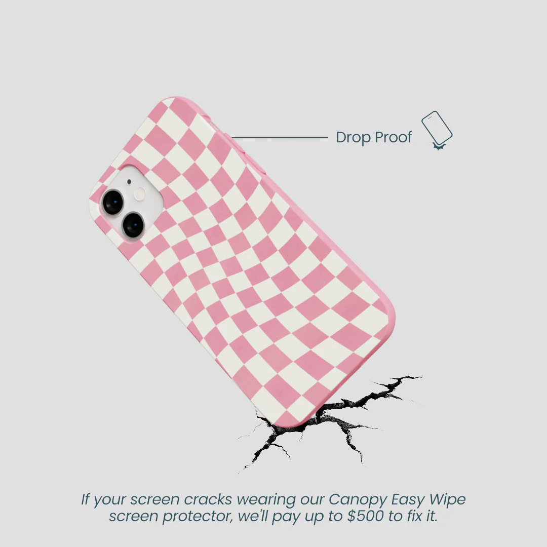 Bubblegum Pink Warped Checkers iPhone 12 Mini Case - Image 5