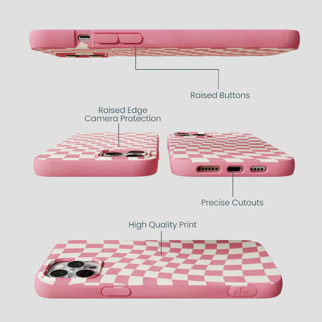 Bubblegum Pink Warped Checkers iPhone 12 Pro Max Case - Image 2