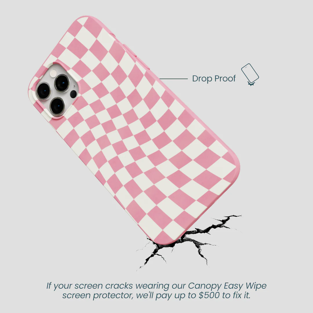 Bubblegum Pink Warped Checkers iPhone 12 Pro Max Case - Image 4