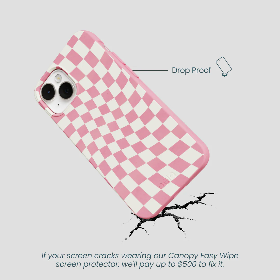 Bubblegum Pink Warped Checkers iPhone 13 Case - Image 5