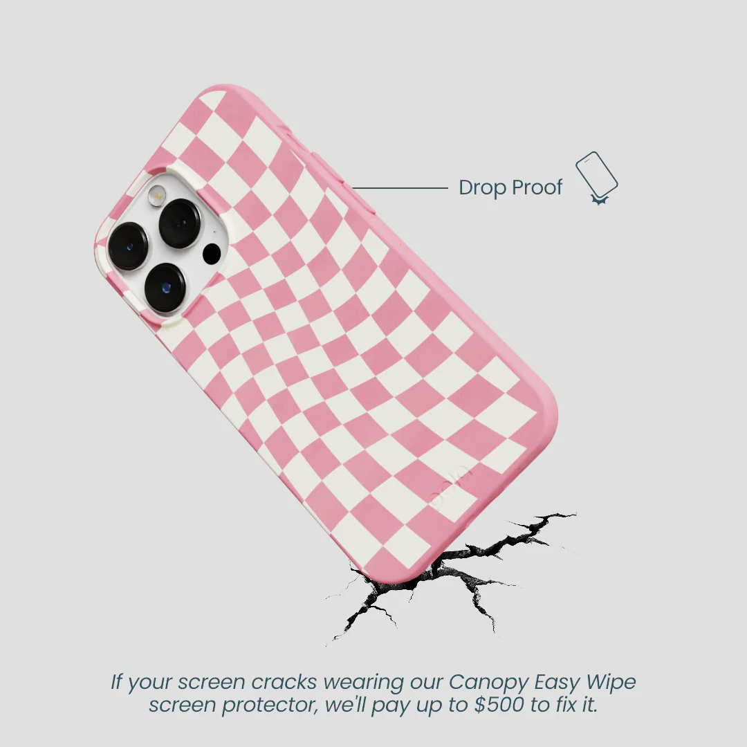 Bubblegum Pink Warped Checkers iPhone 13 Pro Case - Image 5