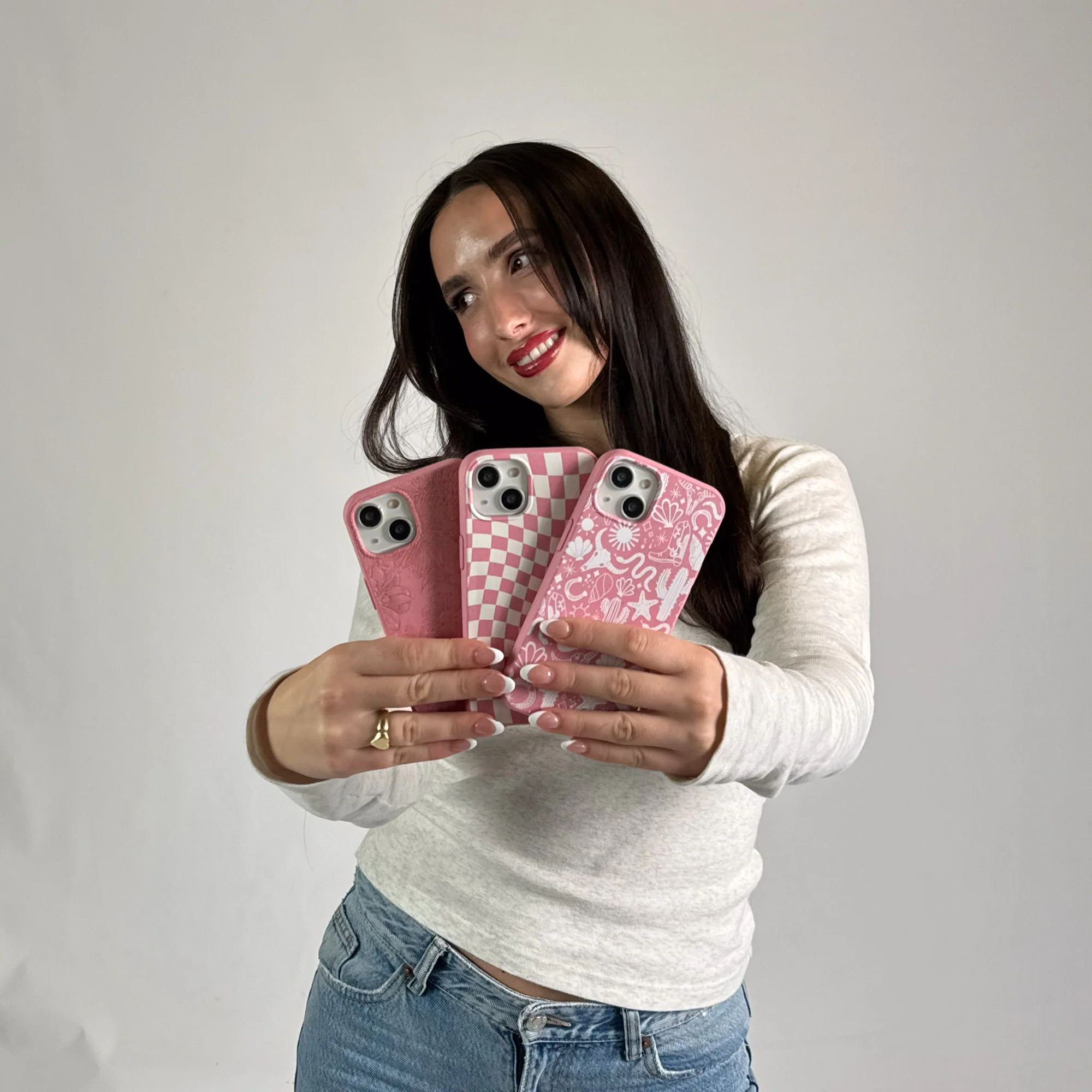 Bubblegum Pink Warped Checkers iPhone 13 Pro Max Case - Image 6