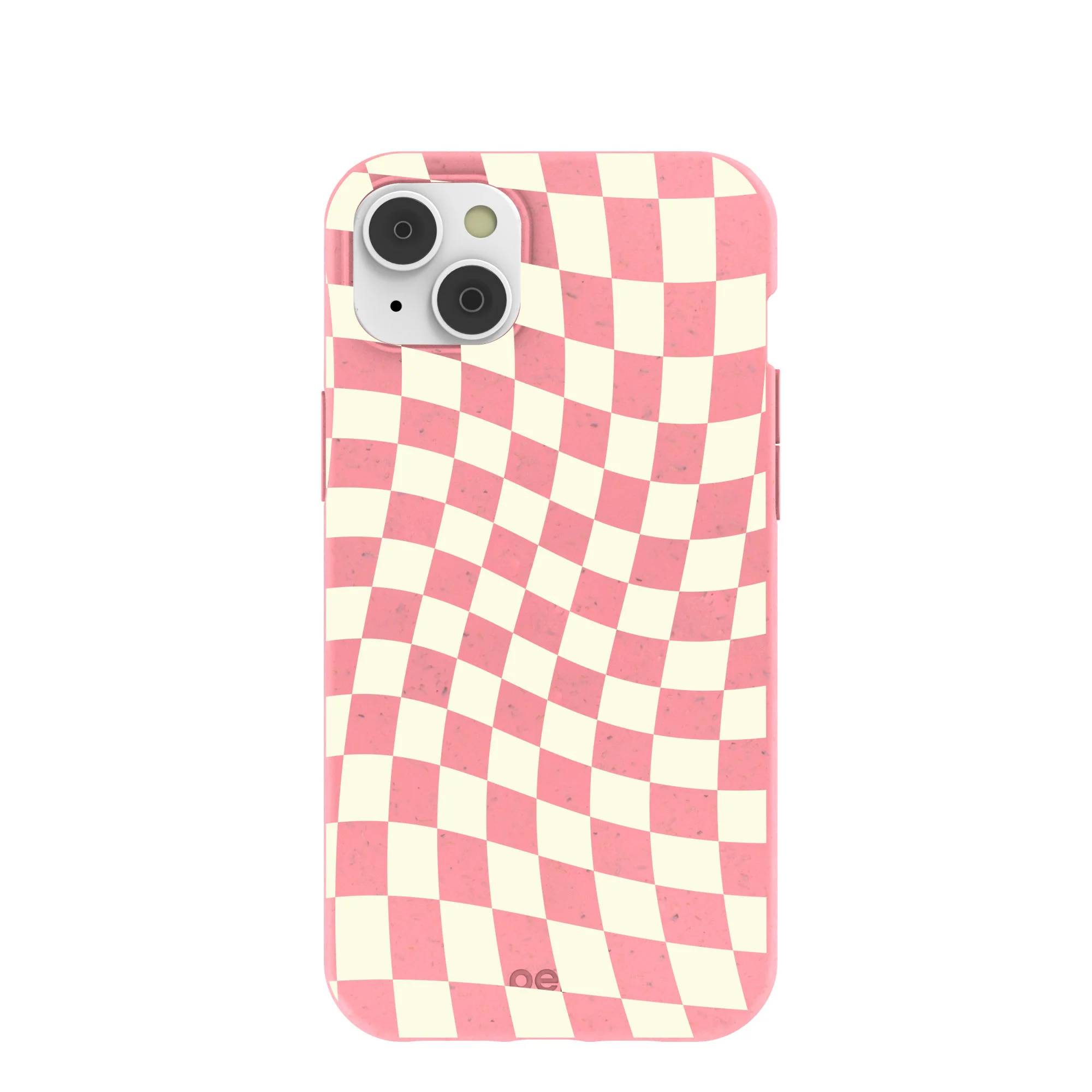 Bubblegum Pink Warped Checkers iPhone 14 Plus Case