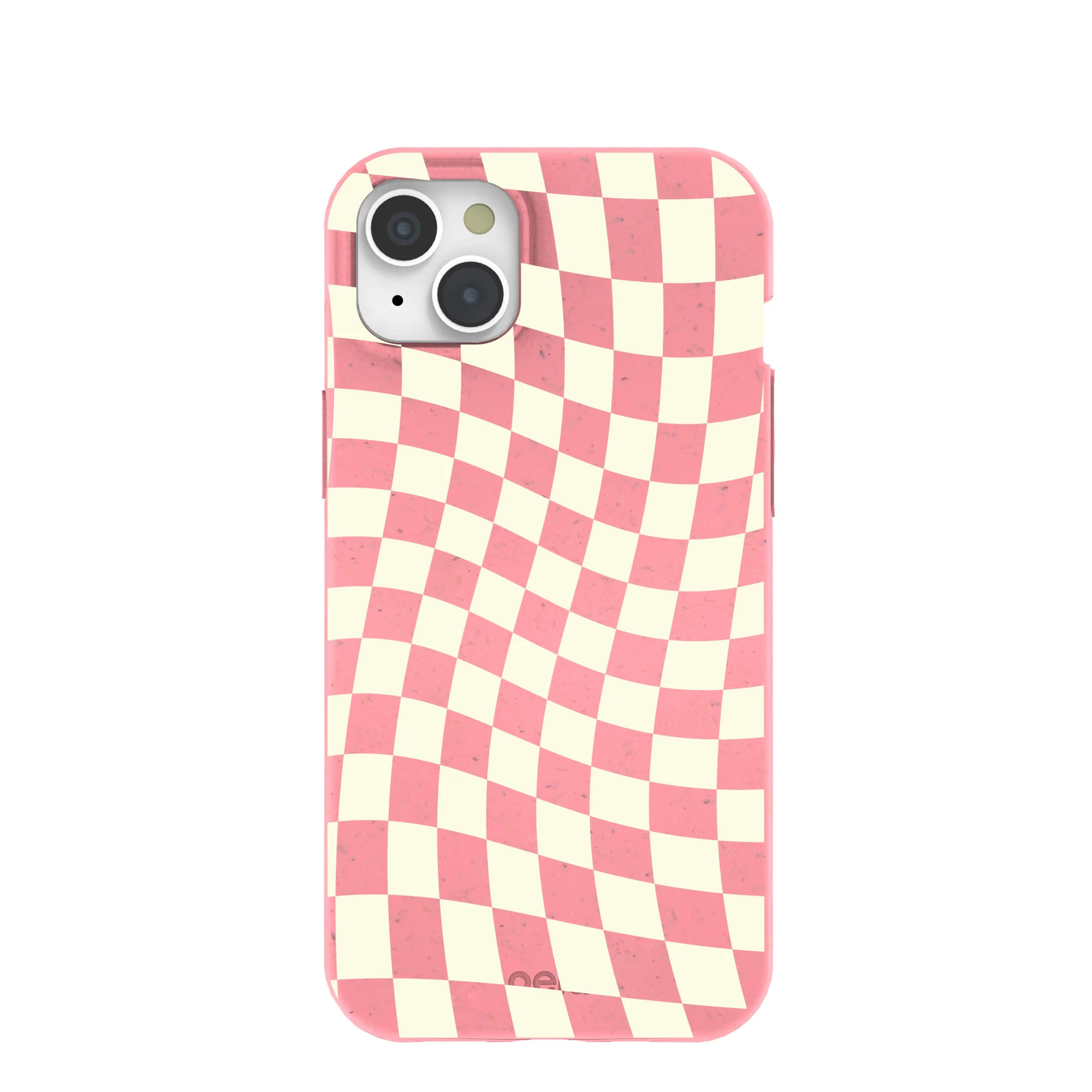 Bubblegum Pink Warped Checkers iPhone 15 Plus Case