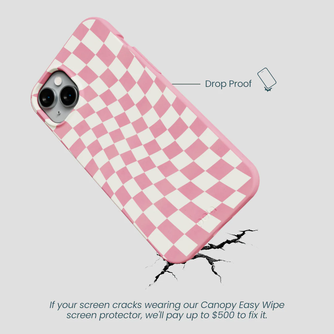 Bubblegum Pink Warped Checkers iPhone 15 Plus Case - Image 5